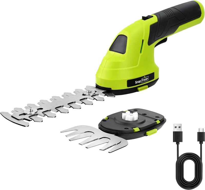 SnapFresh Hedge Trimmer Cordless Grass Shear, 2 in 1 Electric Grass Trimmer and Hedge Shears, Handheld Bush Trimmer/Grass Cutter/Shrub Trimmers with Battery for Garden & Lawn, USB-C Cable Included - Image 1